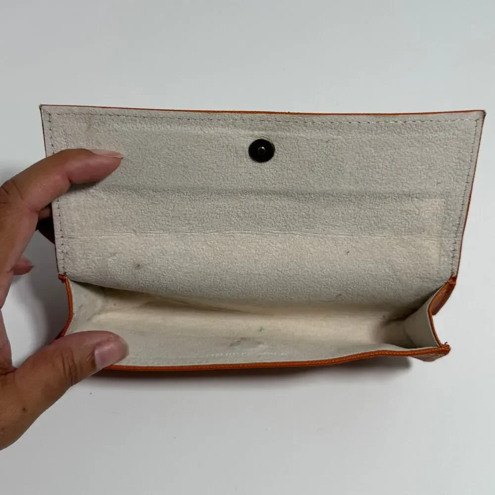 Tory Burch Mini Eyeglass Case Orange Logo Leather Readers Case